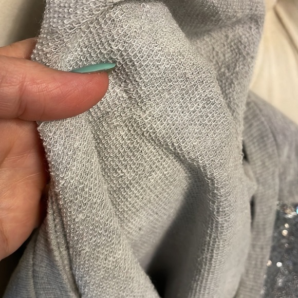 BONGO Silver front SEQUINS lightweight sweatshirt / Terry inside pullover XS - Picture 7 of 10